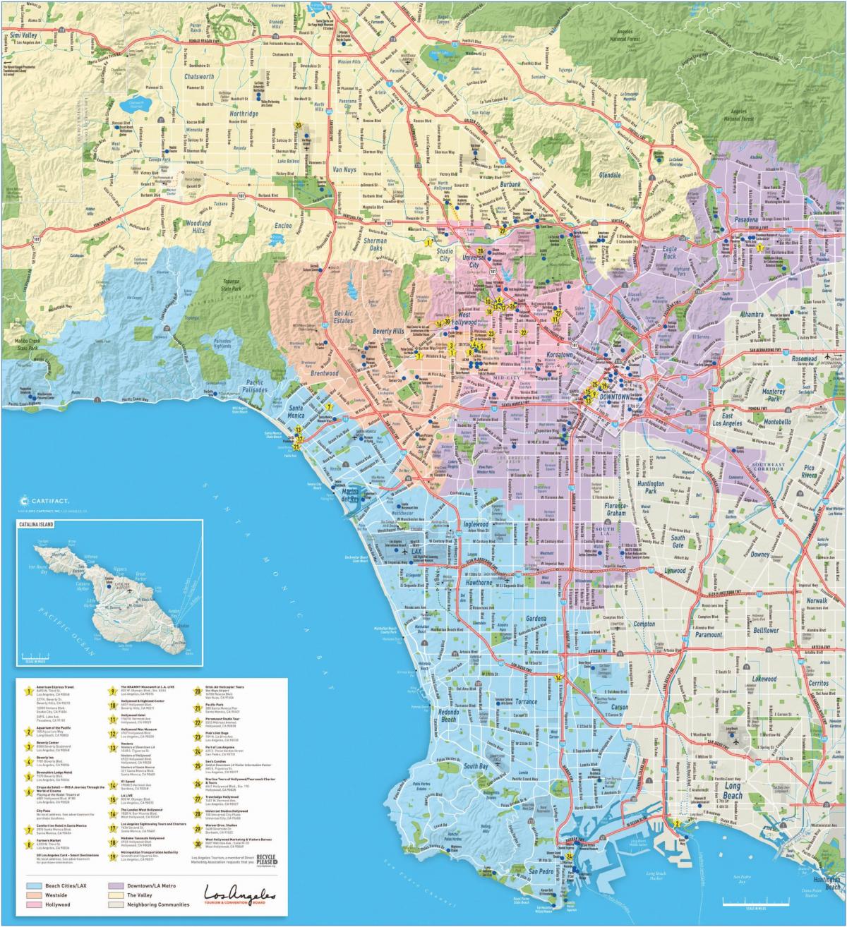 Plan des attractions de Los Angeles