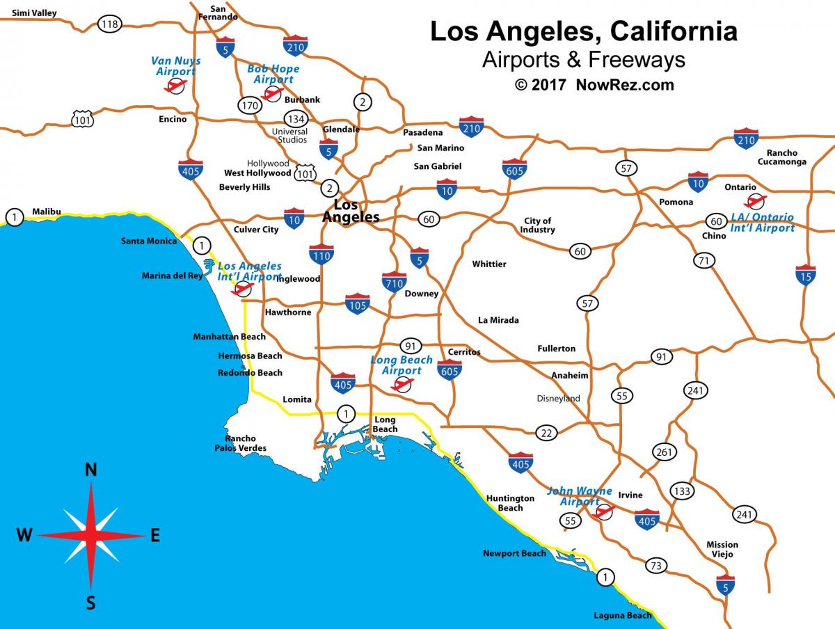 Plan des aéroports de Los Angeles