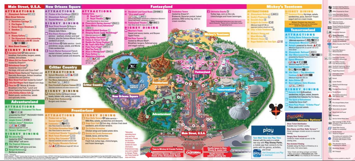 Plan du parc Disneyland de Los Angeles