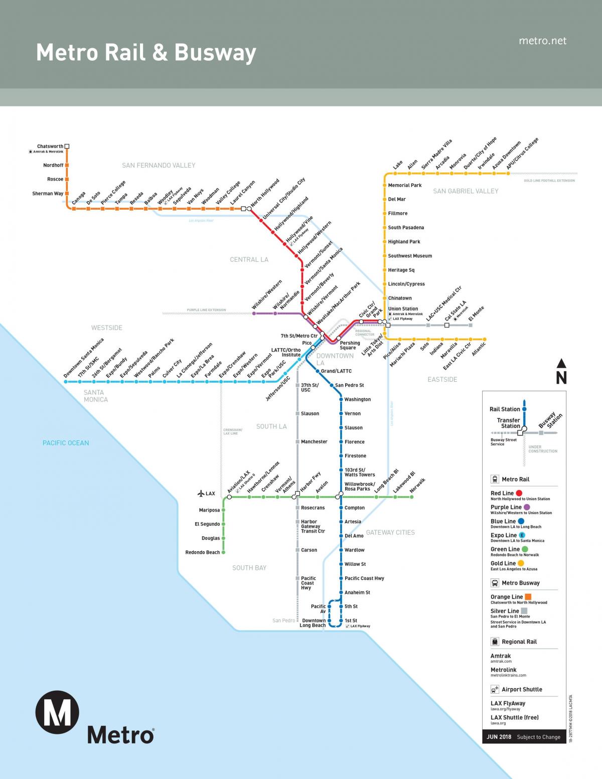 Plan des stations de metro de Los Angeles