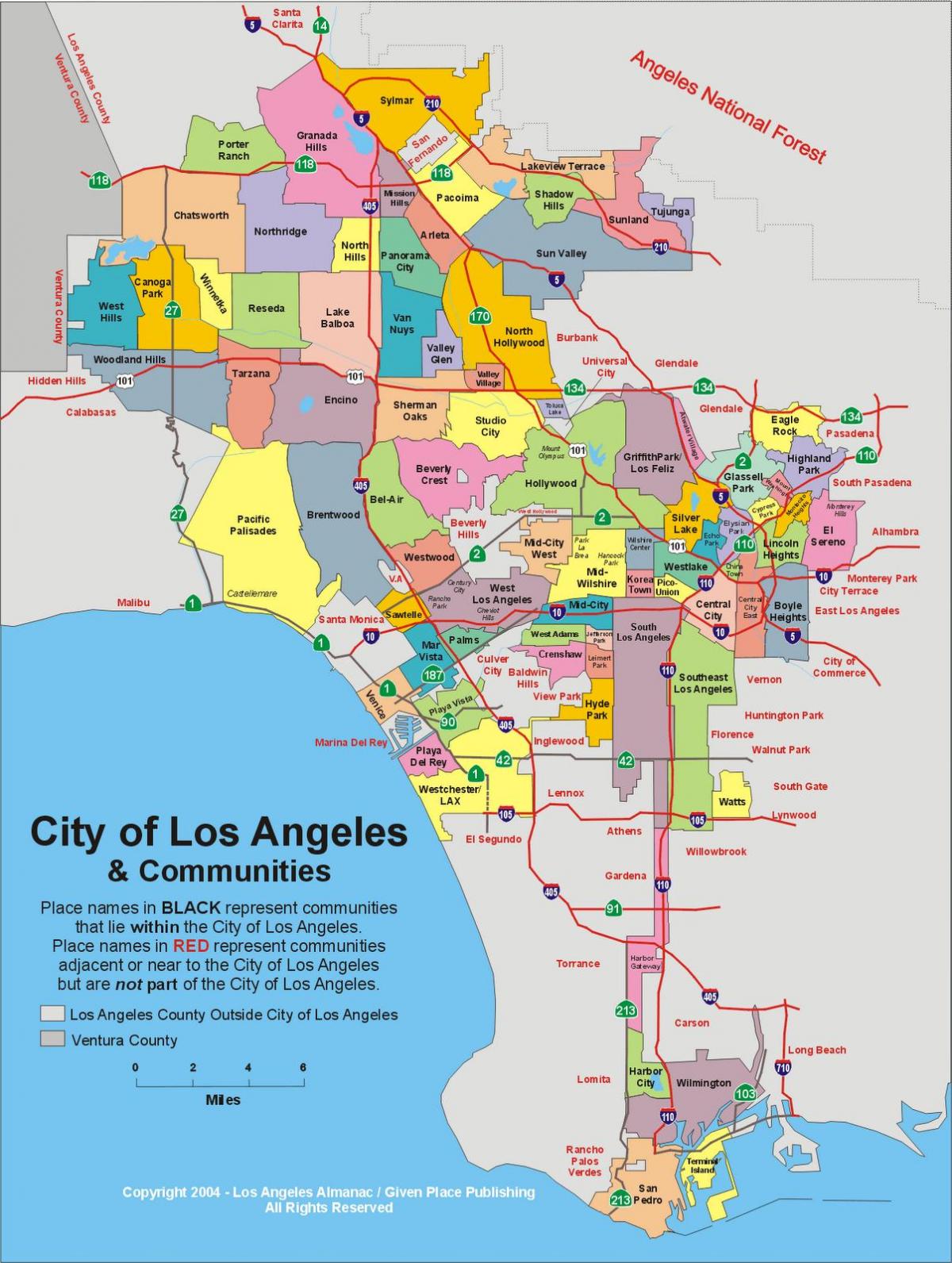 Plan des quartiers de Los Angeles