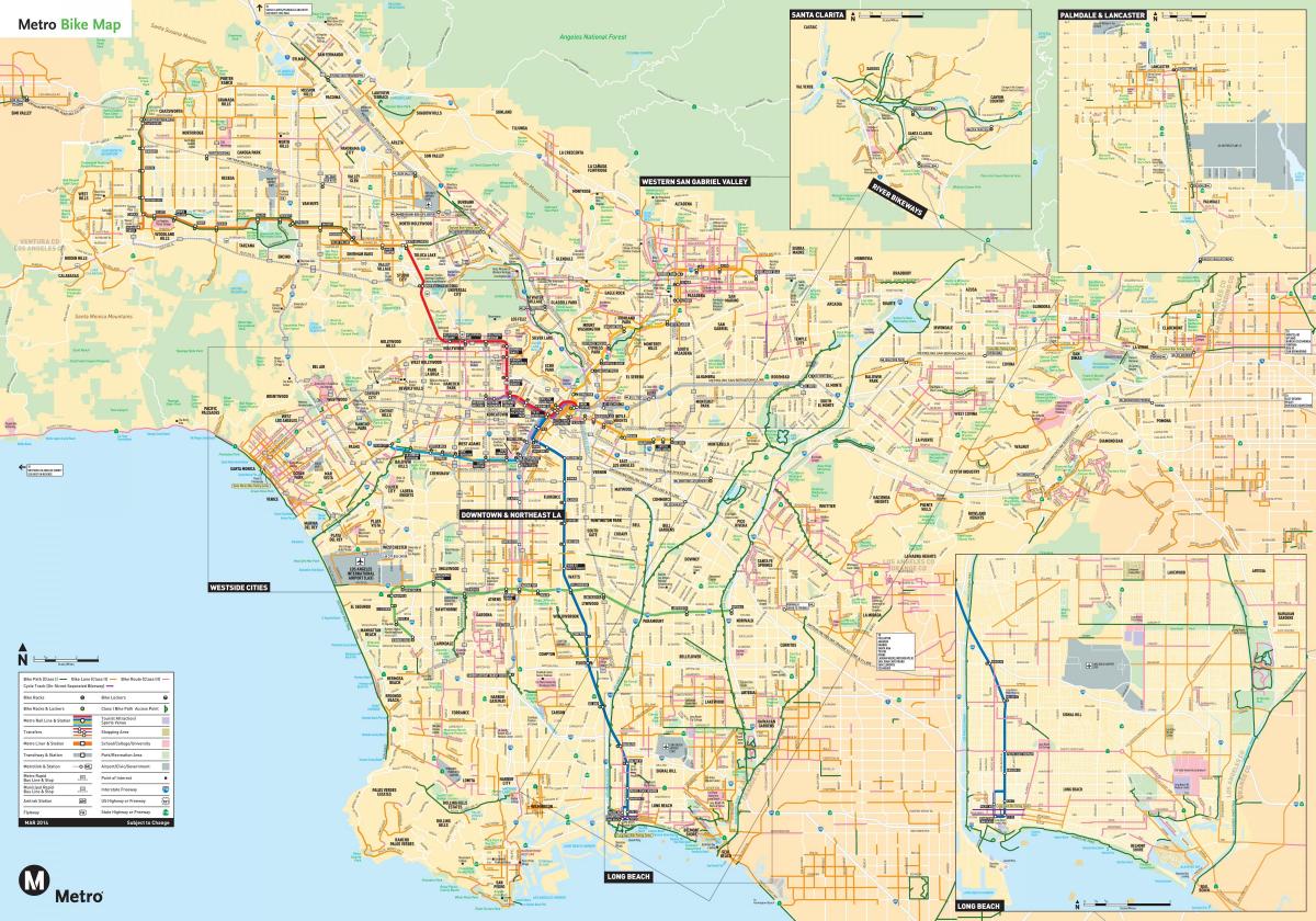 Plan des pistes cyclables de Los Angeles