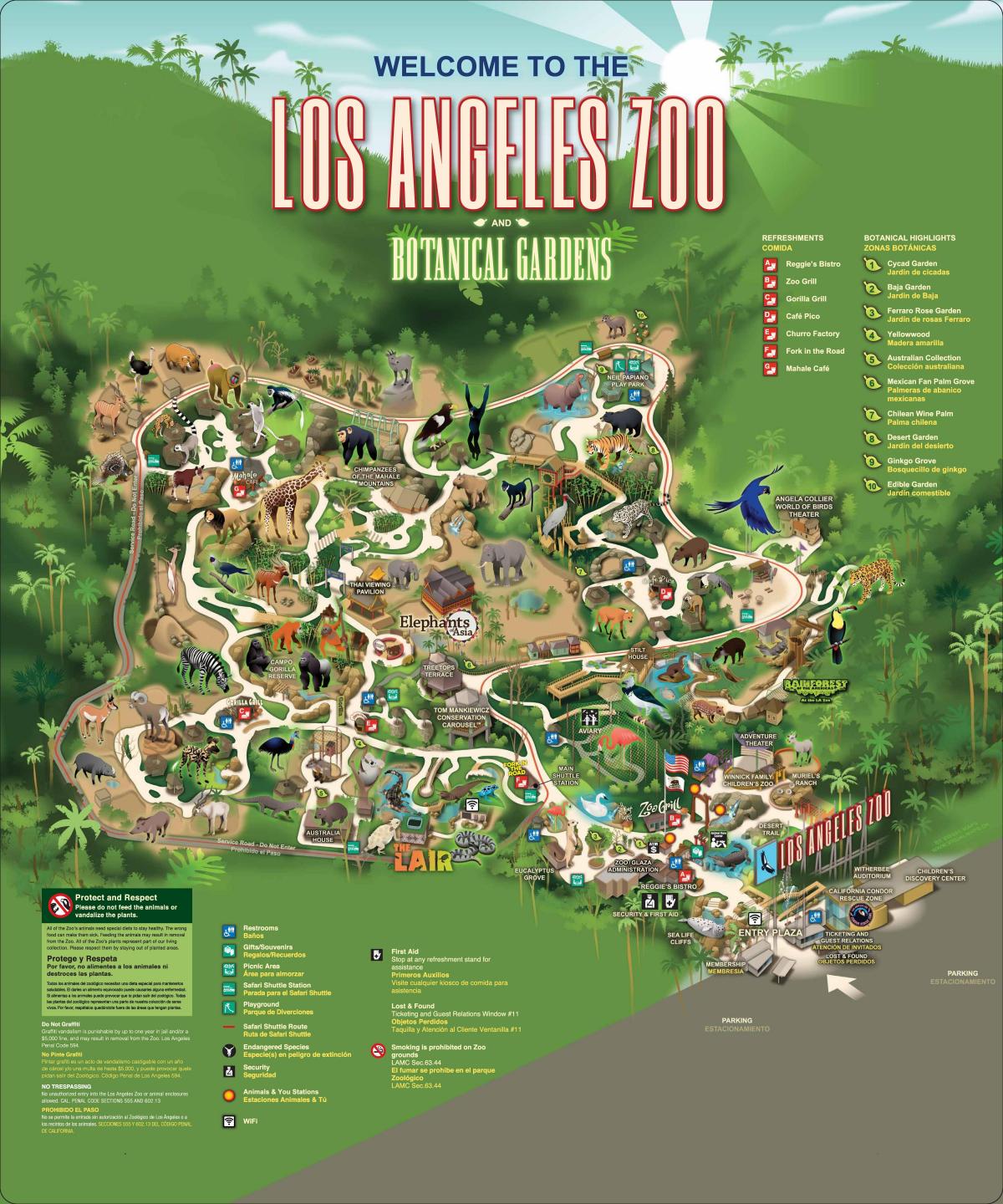 Plan du parc zoologique de Los Angeles